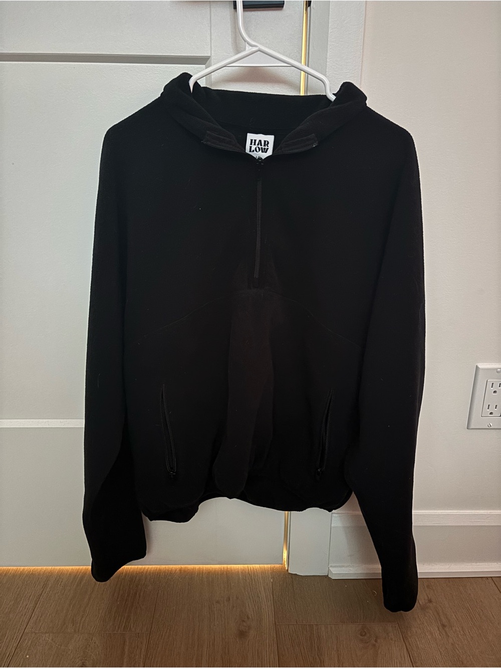 Harlow Black Half-Zip Hooded Pullover